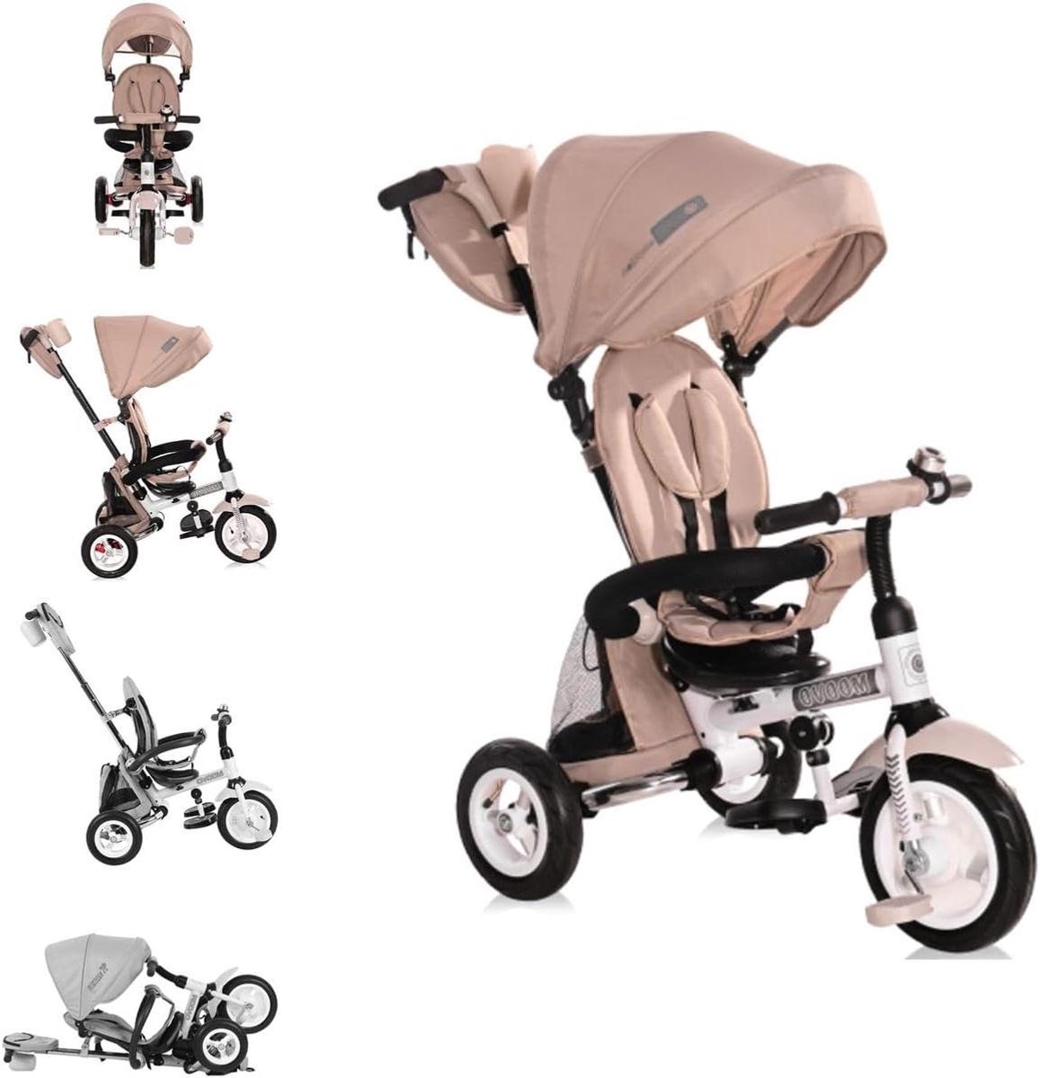 Kinder Driewieler - Opvouwbare Loopfiets - Buiten Spelen - Met Duwstang - 78 x 48.5 cm - Lichtbruin Driewieler kopen online