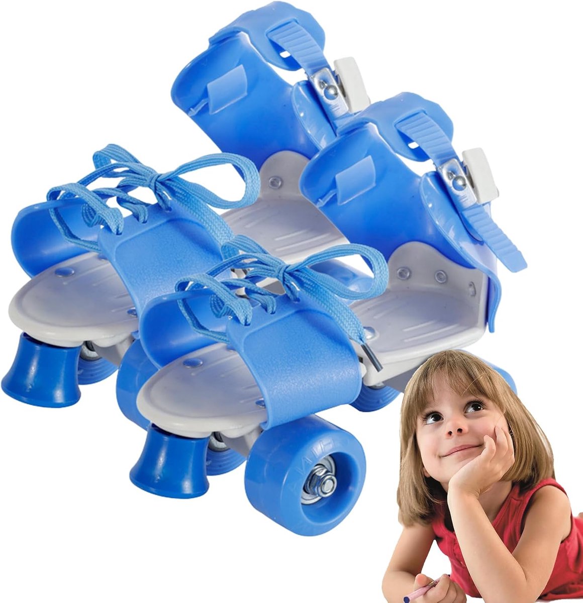 Kinder Rolschaatsen - Dubbele Rij - Buiten Spelen - Verstelbaar Ontwerp - Maat 28-36 - Blauw Rolschaatsen kopen online