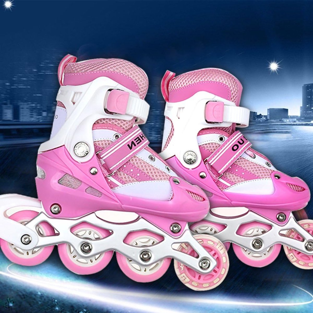 Kinder rolschaatsen - Inline skates - Buitenplezier - Verstelbare maat - S 31-34 - Roze Rolschaatsen kopen online
