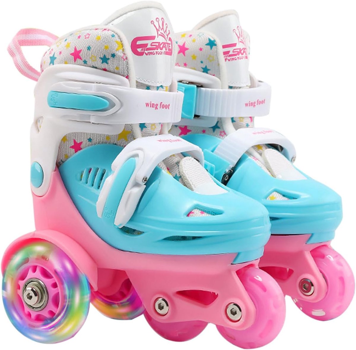 kinder rolschaatsen verstelbare skates buiten spelen veiligheidsgesp systeem maat 27 34 roze