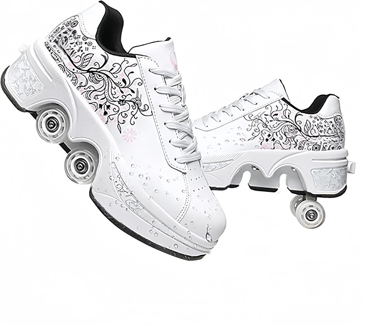 kinder rolschoenen sneakers met wielen buitensporten verborgen wiel mechanisme eu 34 42 zwart zilver
