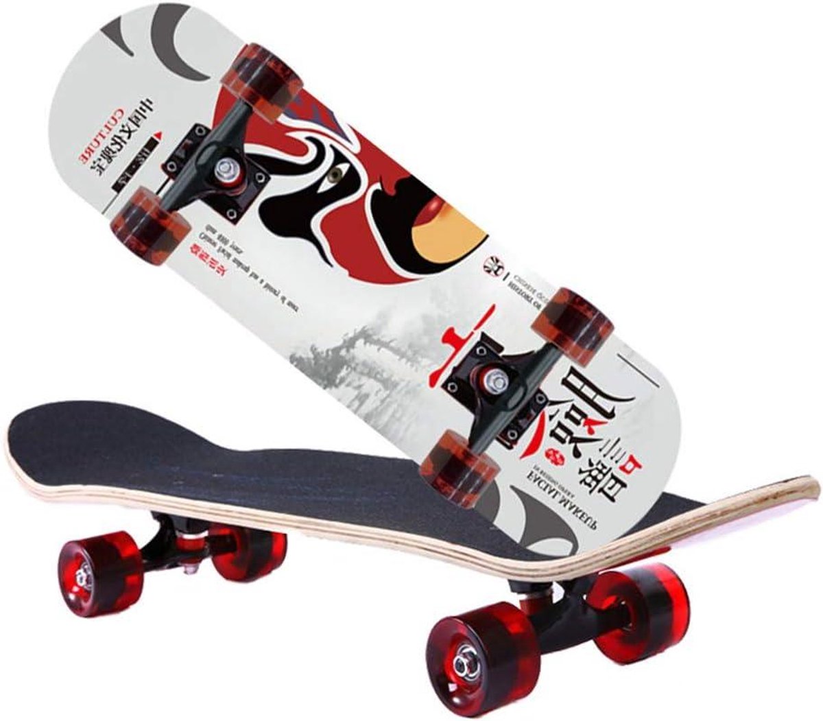 kinder skateboard compleet board tricks oefenen dubbele kicktail 80 cm niet gespecificeerd