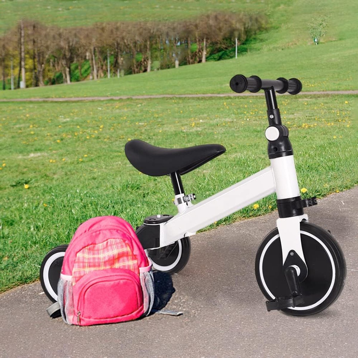 Kinderdriewieler 3-in-1 - Loopfiets Fiets - Buiten Spelen - Lichtgewicht Duurzaam - Tot 15 kg - Wit Driewieler kopen online