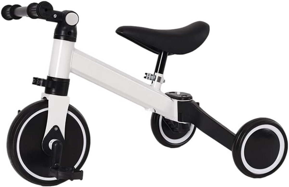 Kinderdriewieler 3-in-1 - Loopfiets fiets - Buitenspelen - Verstelbaar zadel - 18 maanden tot 4 jaar - Wit Driewieler kopen online