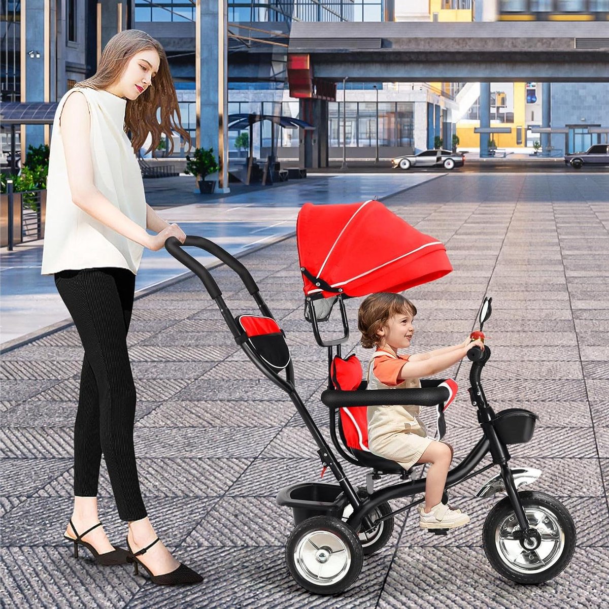 Kinderdriewieler 4-in-1 - Loopfiets Peuter - Buiten Spelen - Modulair Ontwerp - 75 cm - Rood Driewieler kopen online