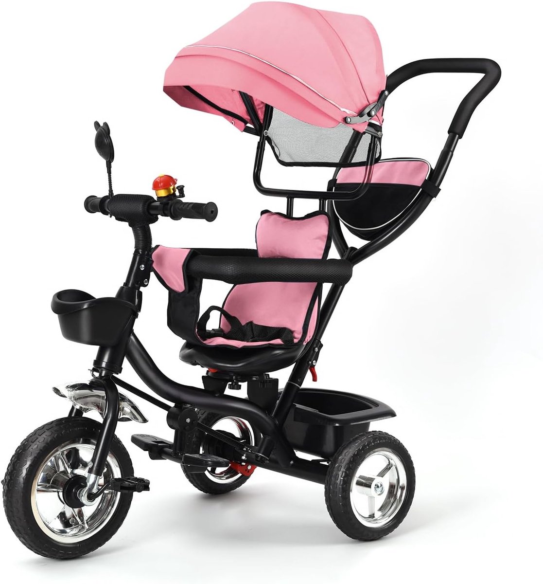 Kinderdriewieler 4-in-1 - Schaalbare Loopfiets - Buiten Spelen - Afneembare Zonnekap - 18-48 Maanden - Roze Driewieler kopen online