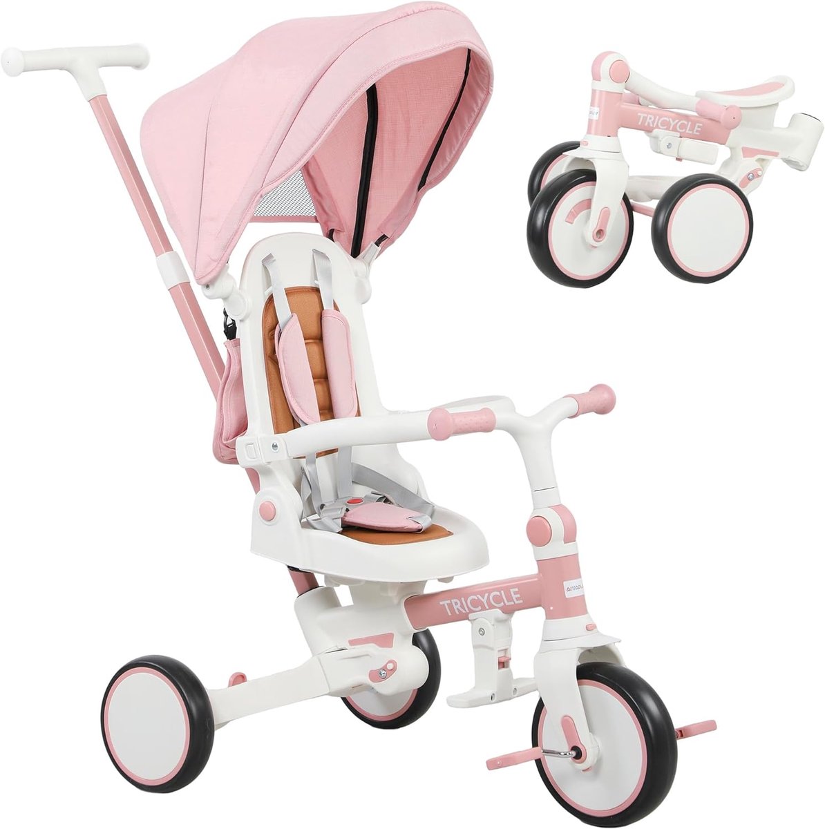 Kinderdriewieler - 5-in-1 - Buiten spelen - Inklapbaar ontwerp - 96.5 cm - Roze Driewieler kopen online