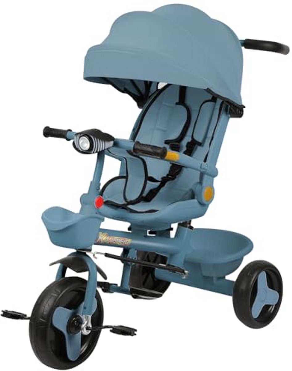 kinderdriewieler 5 in 1 fiets veilig buiten spelen verstelbare zitting 100 x 75 cm blauw