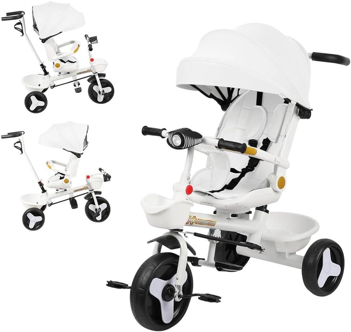 Kinderdriewieler - 5-in-1 loopfiets - Buiten spelen - Zitje kan plat - 75 cm hoog - Wit Driewieler kopen online