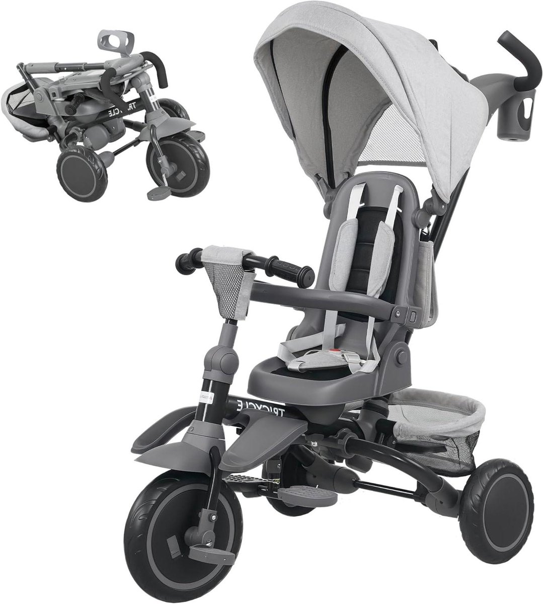 Kinderdriewieler 6-in-1 - Loopfiets met duwstang - Kind Vermaak - 360 graden draaibare stoel Driewieler kopen online
