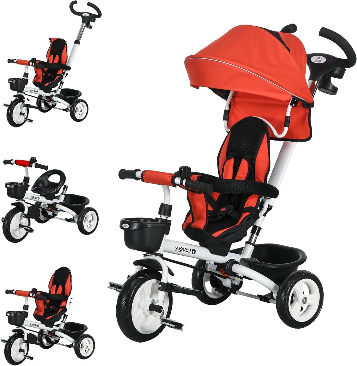 Kinderdriewieler 6-in-1 - Loopfiets Pedaalfiets - Kind Ontwikkeling - Multifunctioneel en Groeiend - 112x50x104 cm - Rood Driewieler kopen online
