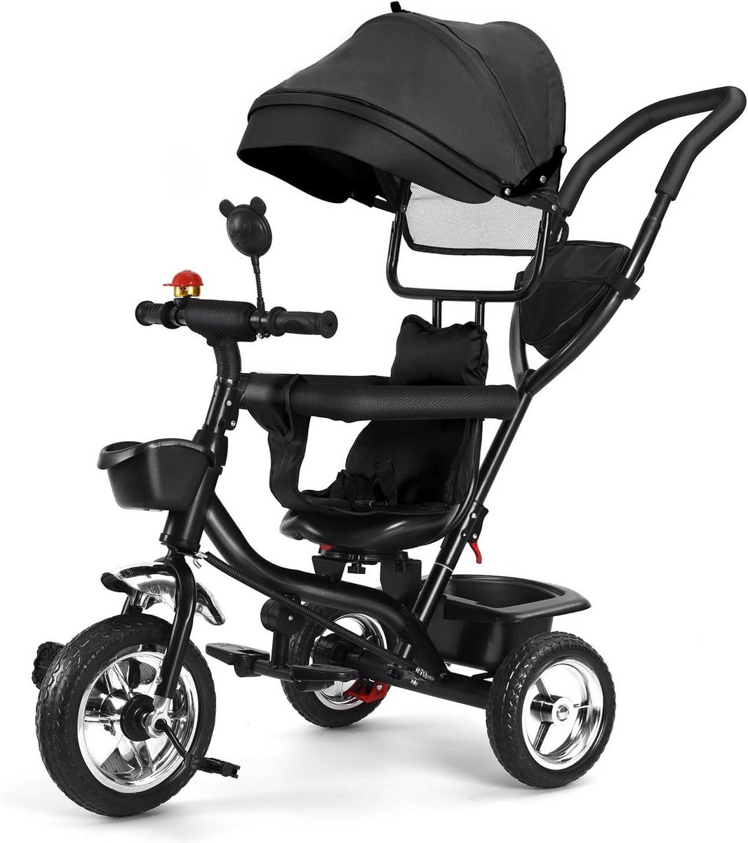 kinderdriewieler babydriewieler 4 in 1 fiets buiten spelen schaalbaar ontwerp 75 x 108 x 46 cm zwart