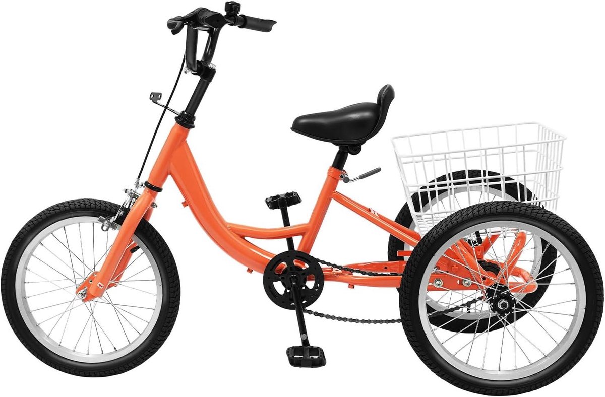 Kinderdriewieler - Driewiel - Vrije tijd - Met mand - 16 inch - Oranje Driewieler kopen online