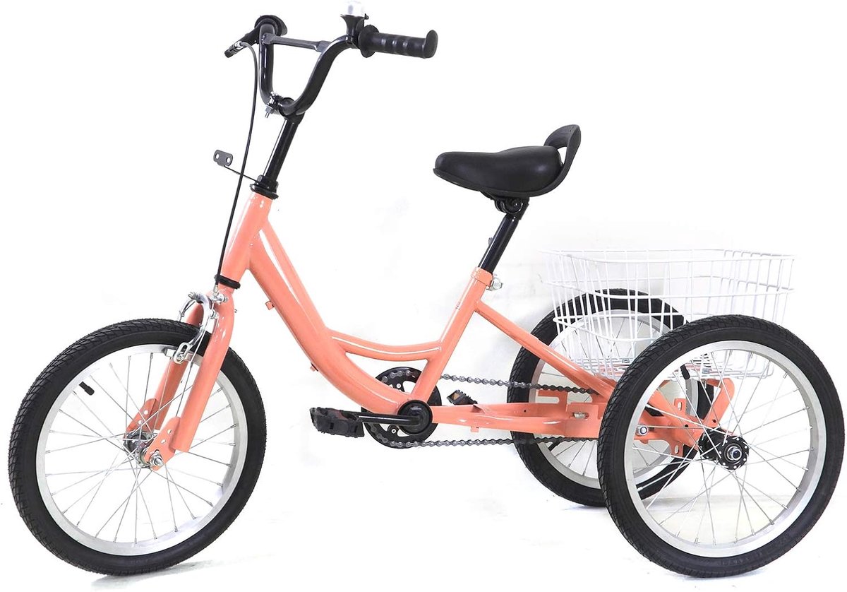 kinderdriewieler driewieler veilig buiten spelen verstelbaar zadel stuur 16 inch wielen roze