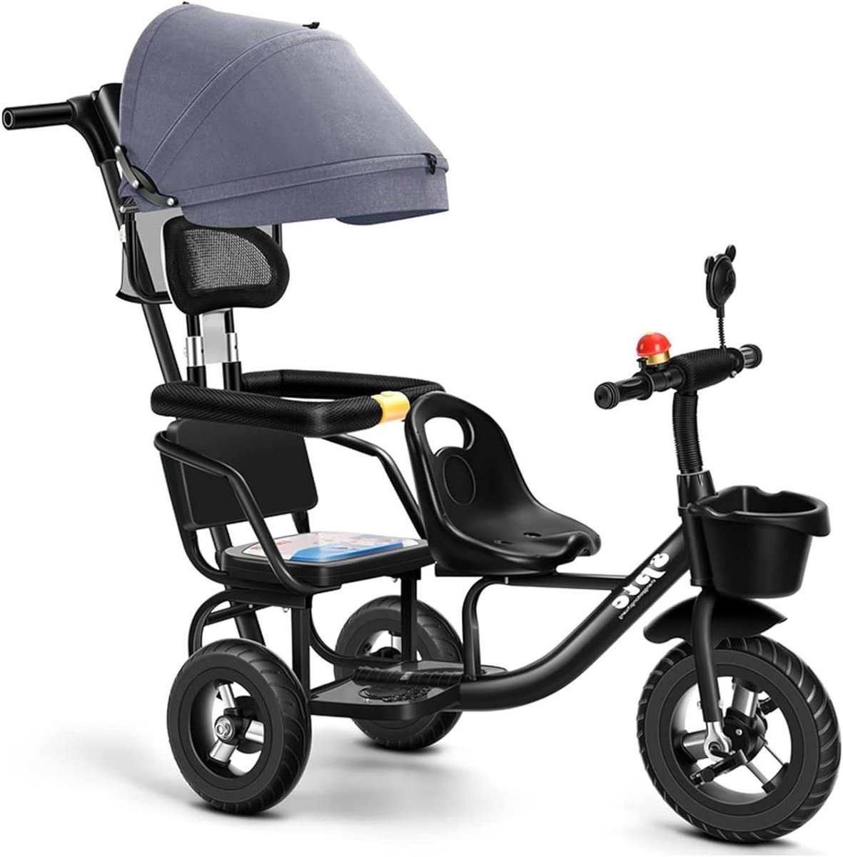 kinderdriewieler dubbel peuterfiets tandem samen spelen groeit mee met kind tot 100 kg rood
