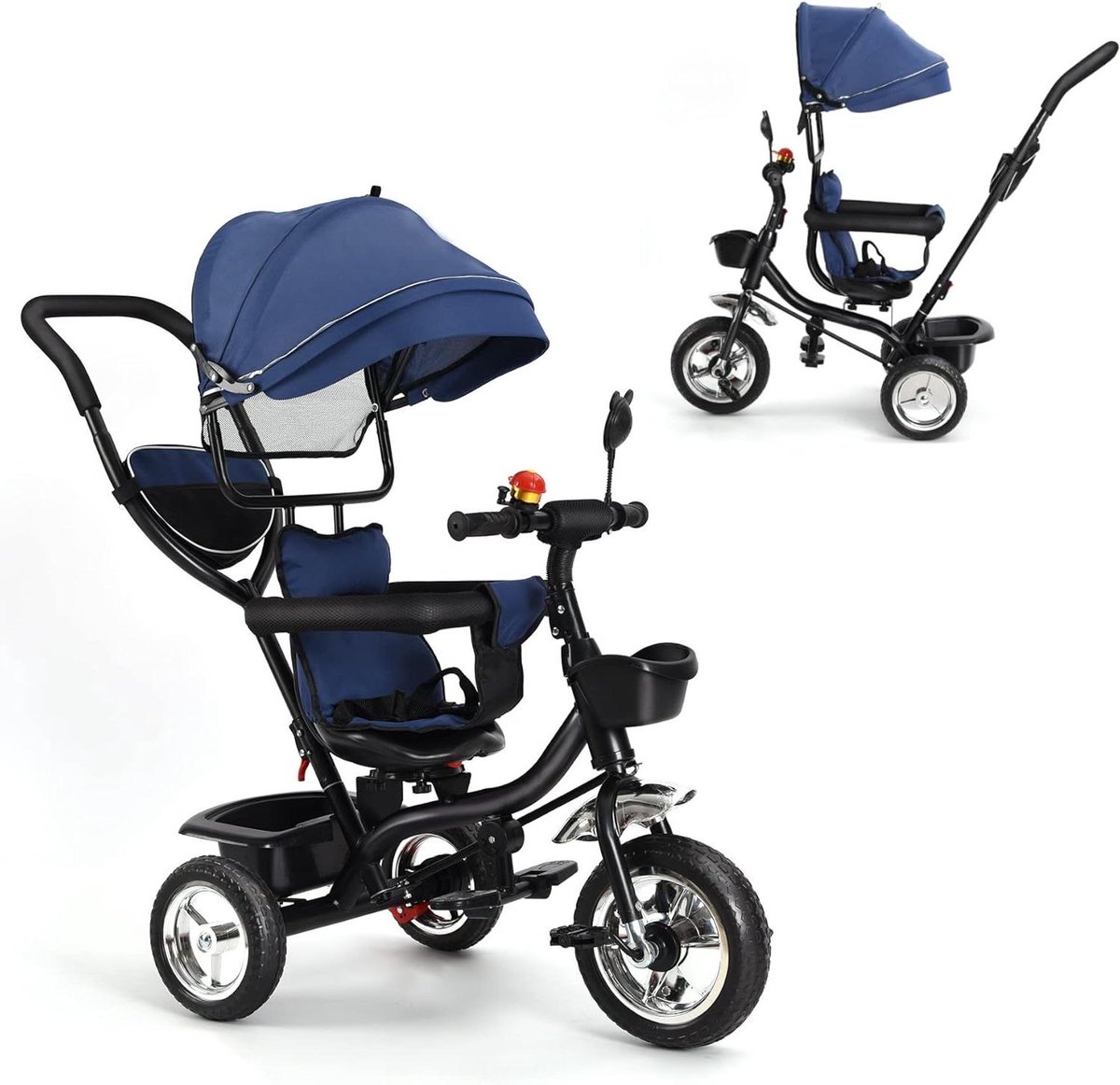 Kinderdriewieler - Evolutieve fiets - Veilig op pad - Zonnescherm en verstelbaar - 1-7 jaar - Blauw Driewieler kopen online