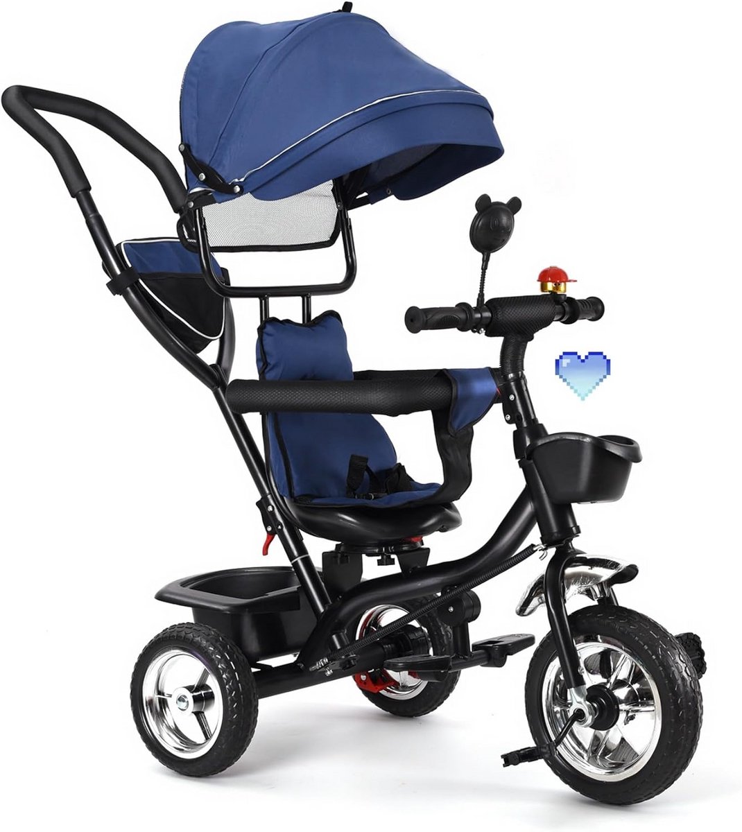 Kinderdriewieler - Kinderscooter loopfiets - Buiten spelen - 4-in-1 aanpasbaar - 75 x 46 x 106 cm - Donkerblauw Driewieler kopen online