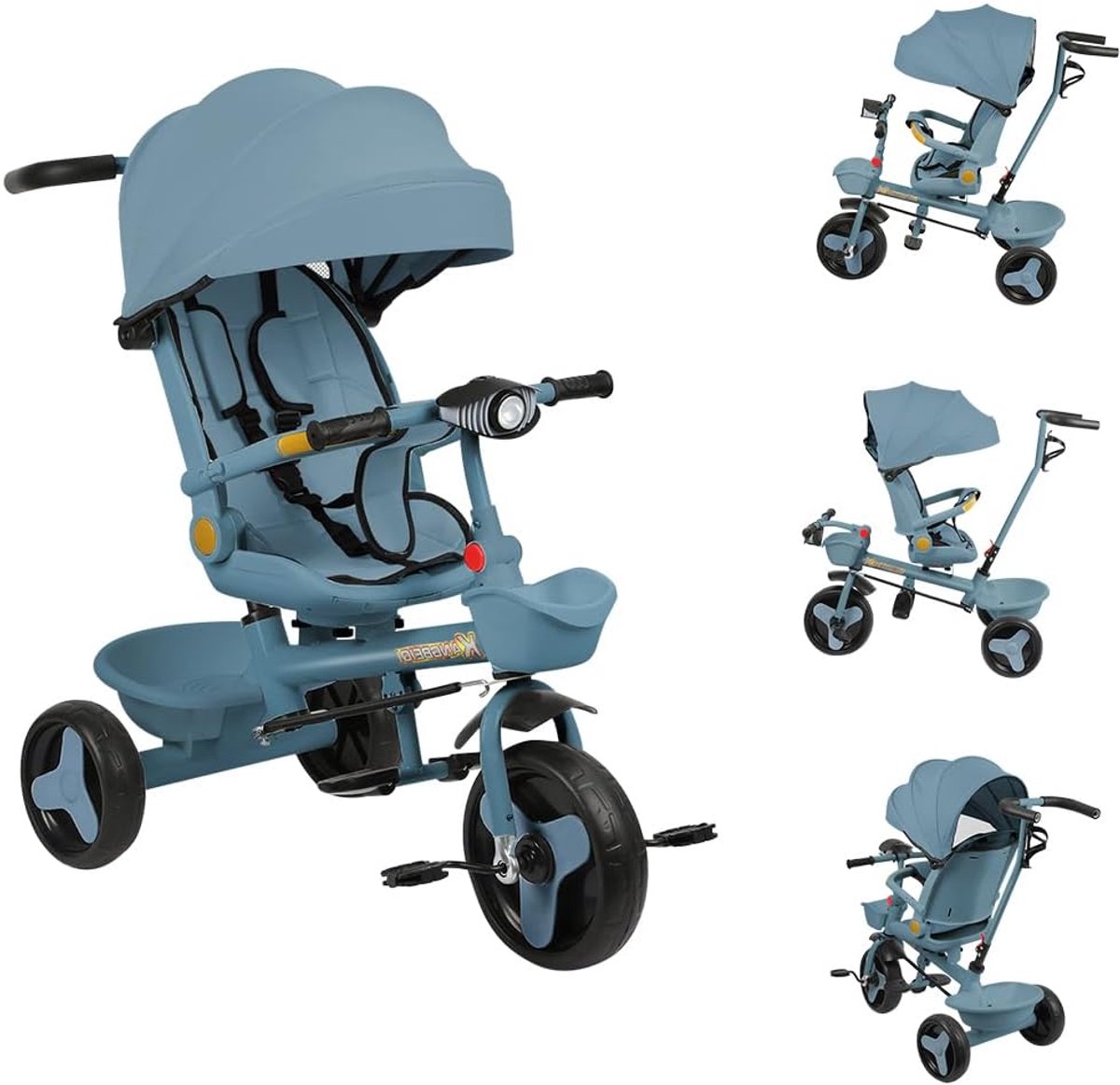 Kinderdriewieler - Loopfiets - Buiten spelen - 4-in-1 veelzijdig - 46 x 75 x 106 cm - Blauw Driewieler kopen online