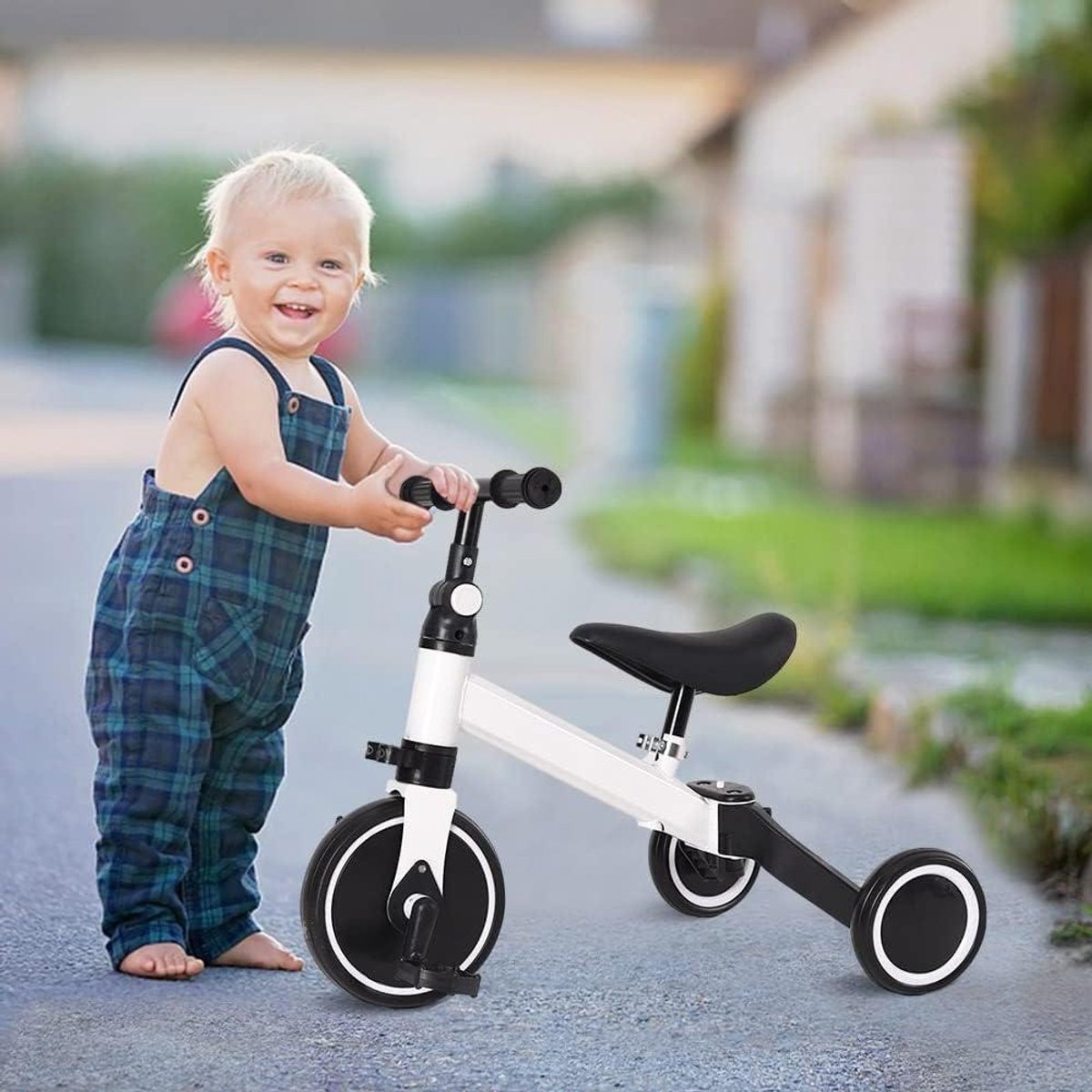Kinderdriewieler - Loopfiets - Buiten spelen - Opvouwbaar Voetpedaal - 10 Maanden tot 4 Jaar - Wit Driewieler kopen online