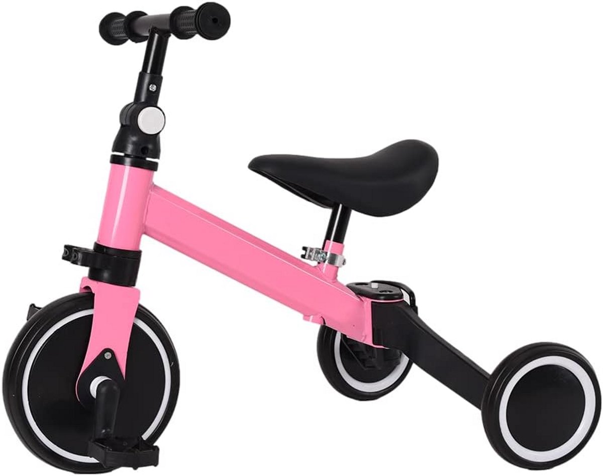 Kinderdriewieler - Loopfiets - Buitenspelen - 2-in-1 functie - Roze Driewieler kopen online