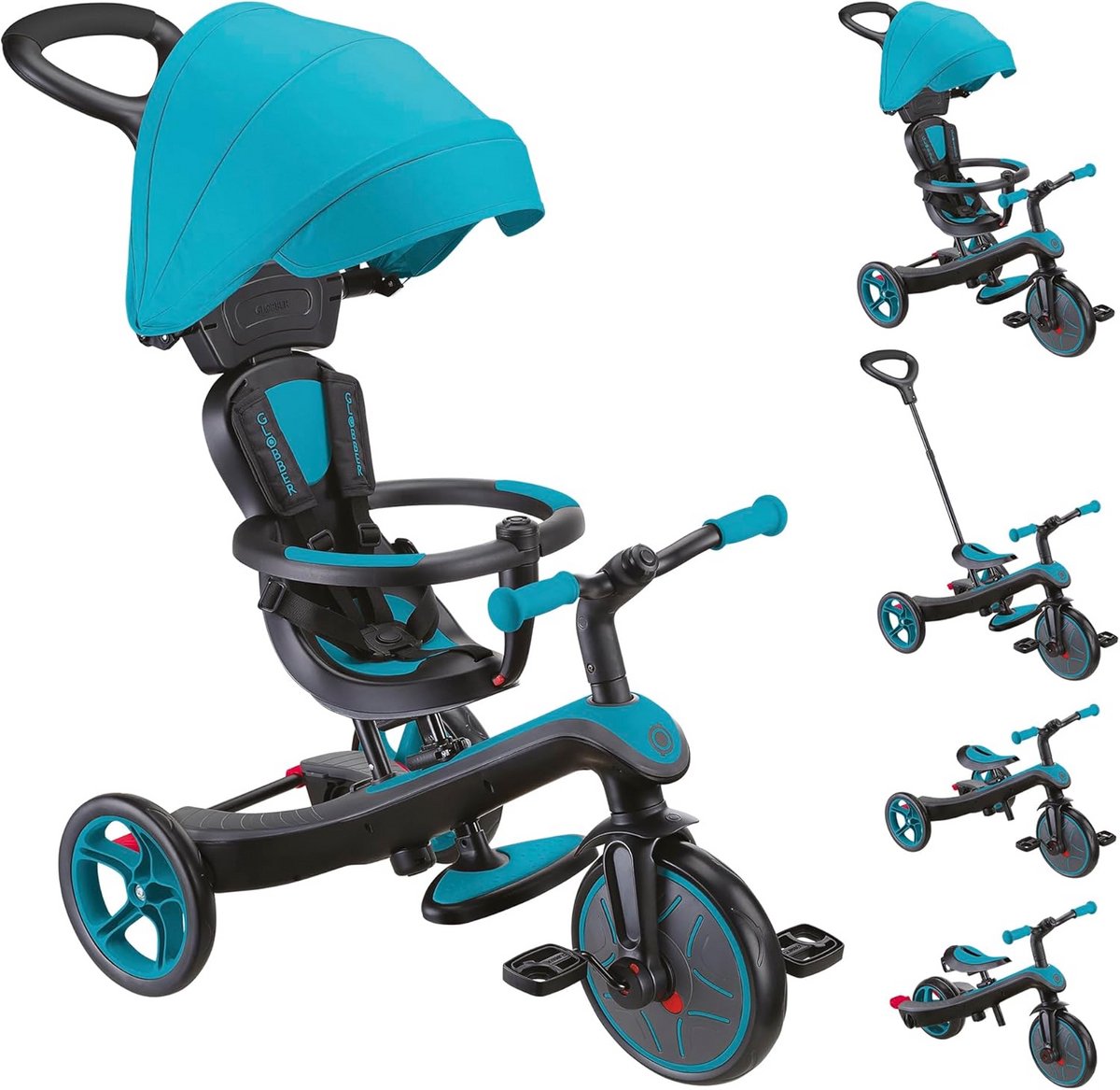 Kinderdriewieler - Loopfiets - Kind Ontwikkeling - Gereedschapsloos Verstelbaar - 95 x 47 x 92 cm - Turquoise Blauw Driewieler kopen online