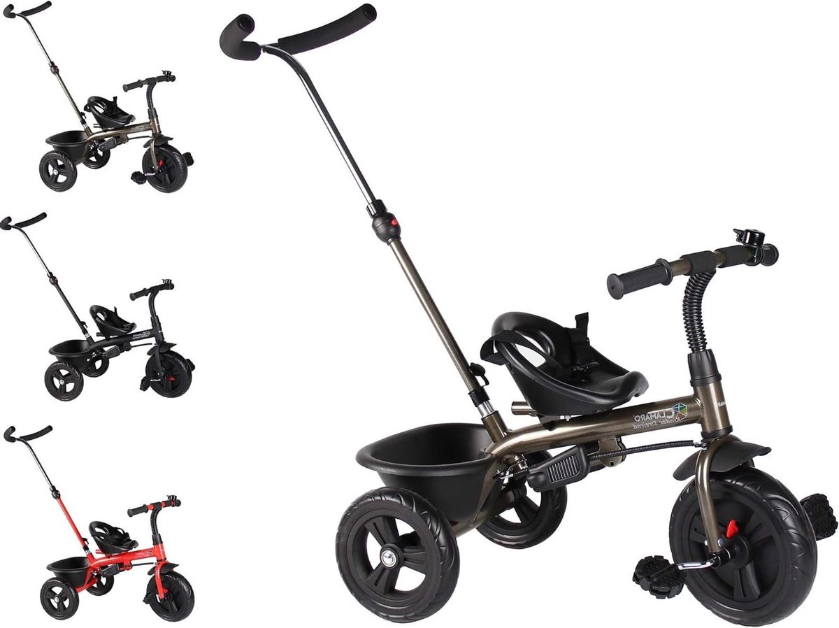 Kinderdriewieler - Loopfiets met duwstang - Buiten spelen - 2-in-1 ombouwbaar - 75 cm - Brons Driewieler kopen online