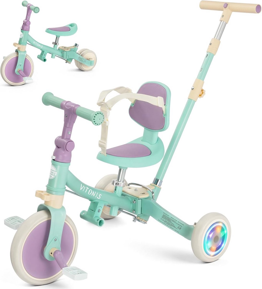 Kinderdriewieler - Loopfiets - Spelen buiten - 5-in-1 ontwerp - 18 maanden tot 5 jaar - Groen Driewieler kopen online