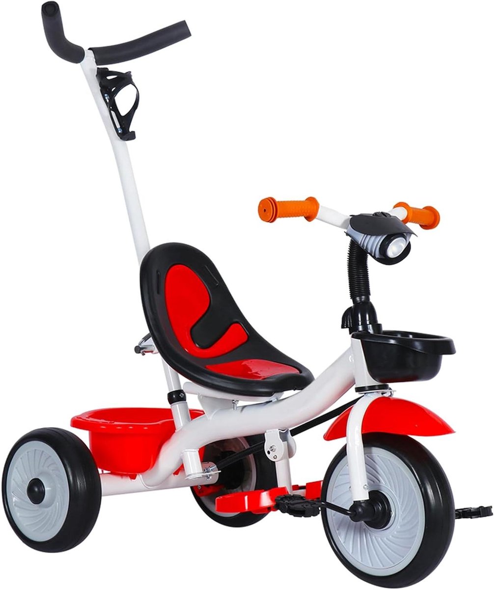 Kinderdriewieler met duwstang - Loopfiets peuter - Buiten spelen - Groeit mee met kind - Tot 30 kg - Rood Driewieler kopen online