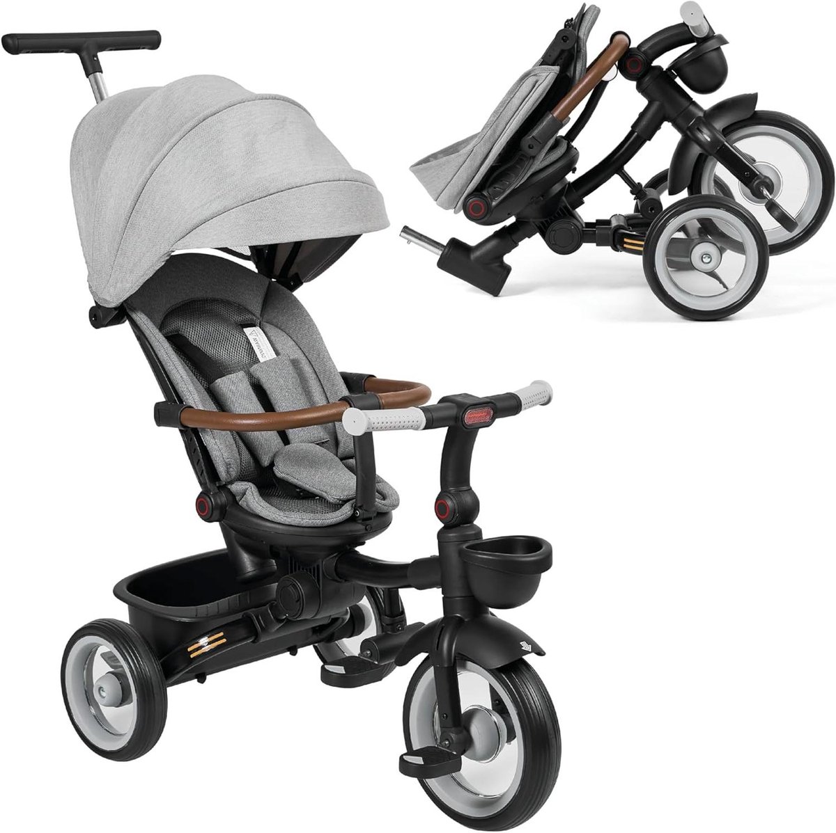 Kinderdriewieler - Opvouwbare Loopfiets - Buiten Spelen - Verstelbaar en Omkeerbaar - 72 x 72 x 99 cm - Grijs Driewieler kopen online