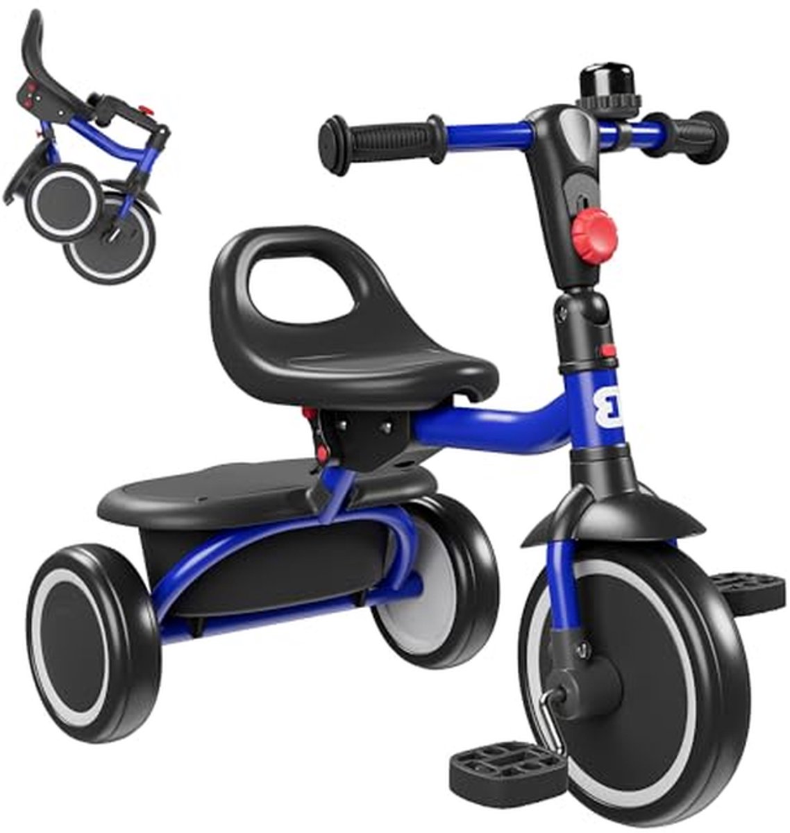 Kinderdriewieler - Peuterfiets - Buiten spelen - 2-in-1 ontwerp - 34 x 19 x 44 cm - Blauw Driewieler kopen online