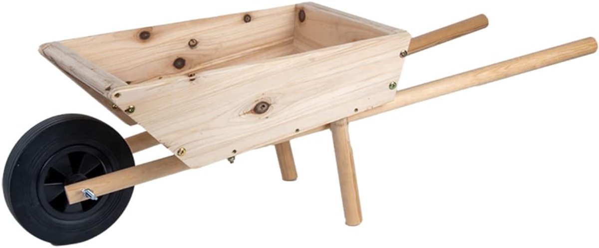 Kinderkruiwagen - Houten kruiwagen - Tuinieren met kinderen - Stevig houten frame - 95x33x22 cm Speelgoedkruiwagen kopen online