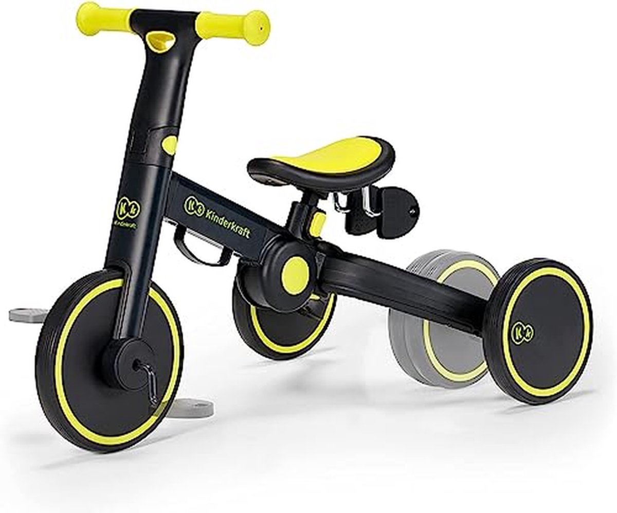 kinderloopfiets driewieler oudertje kind ontwikkeling 3 in 1 functie 42 cm zwart