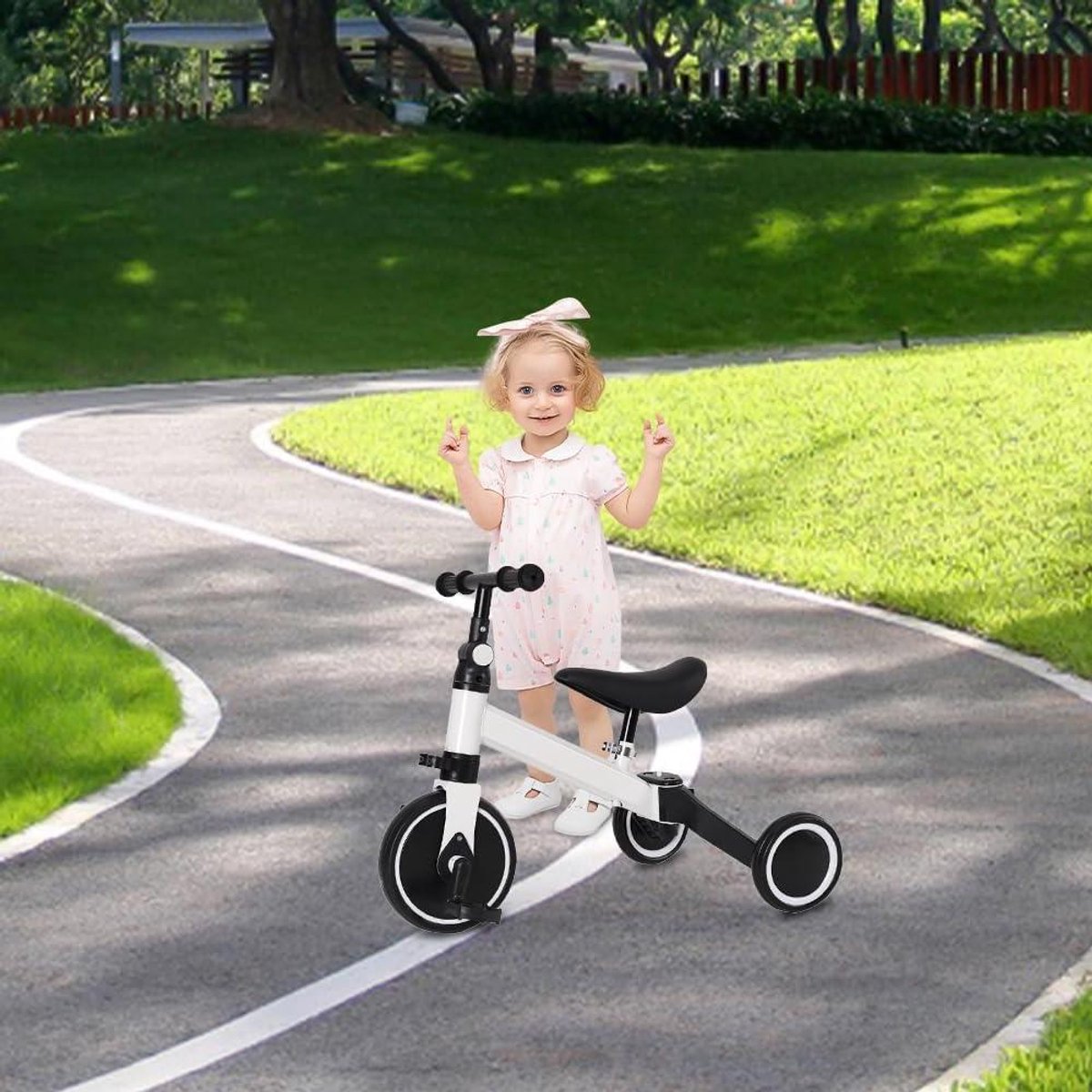 Kinderloopfiets - Driewieler peuter - Leren balanceren - Omkeerbare zitting - 42x60x49CM - Wit Loopfiets kopen online