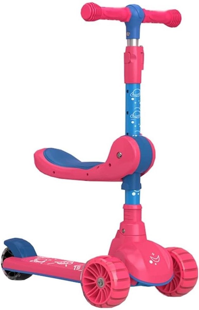 Kinderscooter 3-wieler - Step kind Kinderstep - Buiten spelen - Zelfnivellerend stuurmechanisme - Verstelbaar 60-80cm - Rood Driewieler kopen online