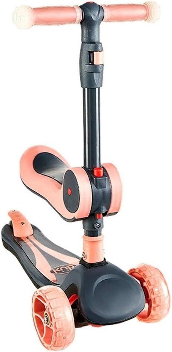 kinderscooter driewieler opvouwbare step buiten spelen verstelbaar zadel verstelbare stuurhoogte roze