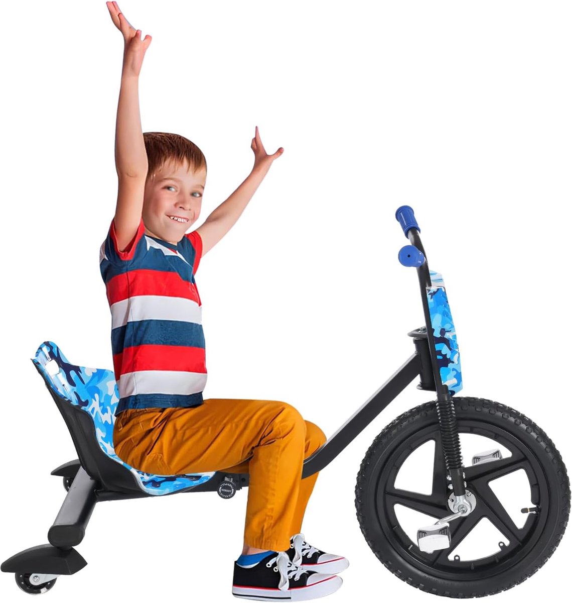 kinderscooter drift trike spel en beweging verstelbare lengte 90 x 68 x 60 cm blauw zwart