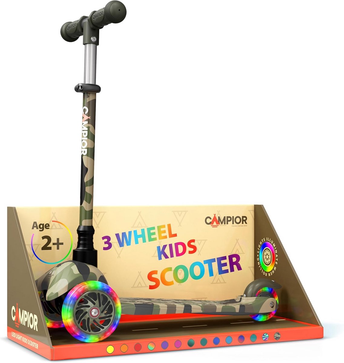 kinderscooter met 3 wielen en led lichtgevende wielen