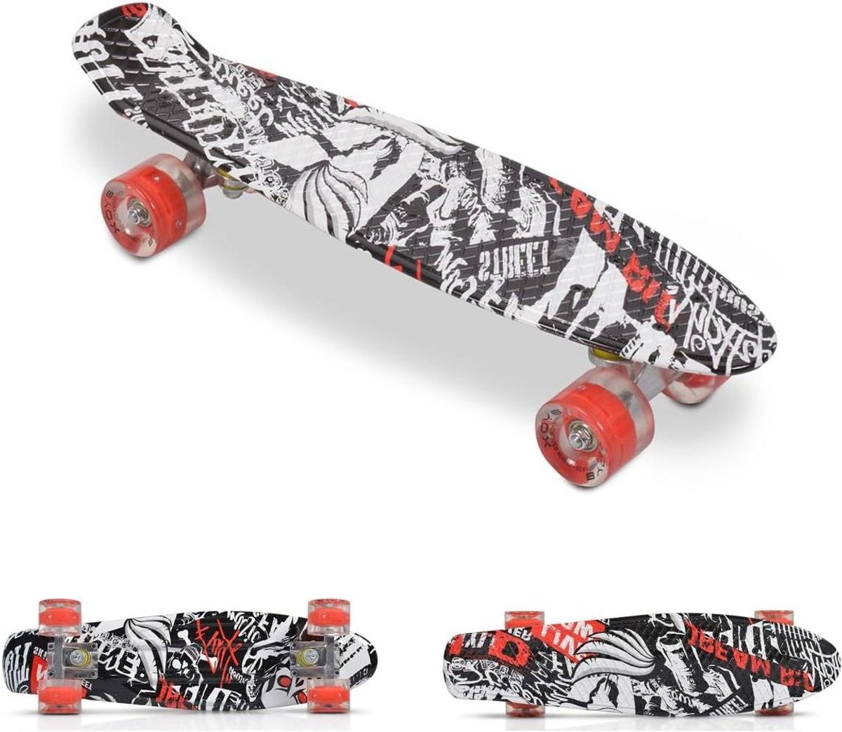 kinderskateboard 22 mini skateboard vrije tijd plezier led wielen 56 x 15 cm rood