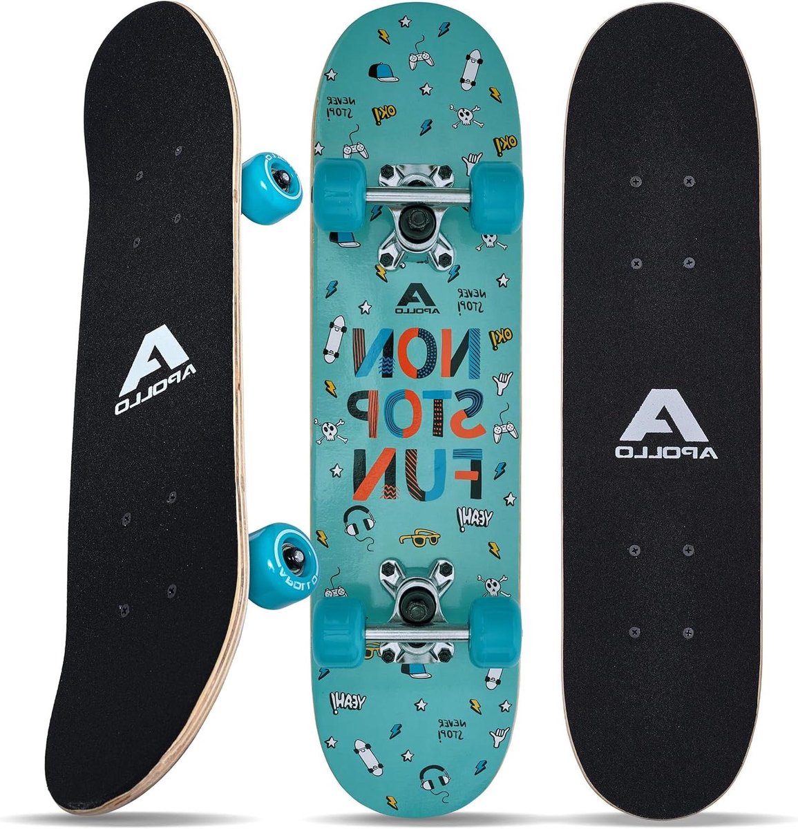 kinderskateboard compleet beginnersboard kinderen leren skaten aluminium assen 61 x 15 cm funfun