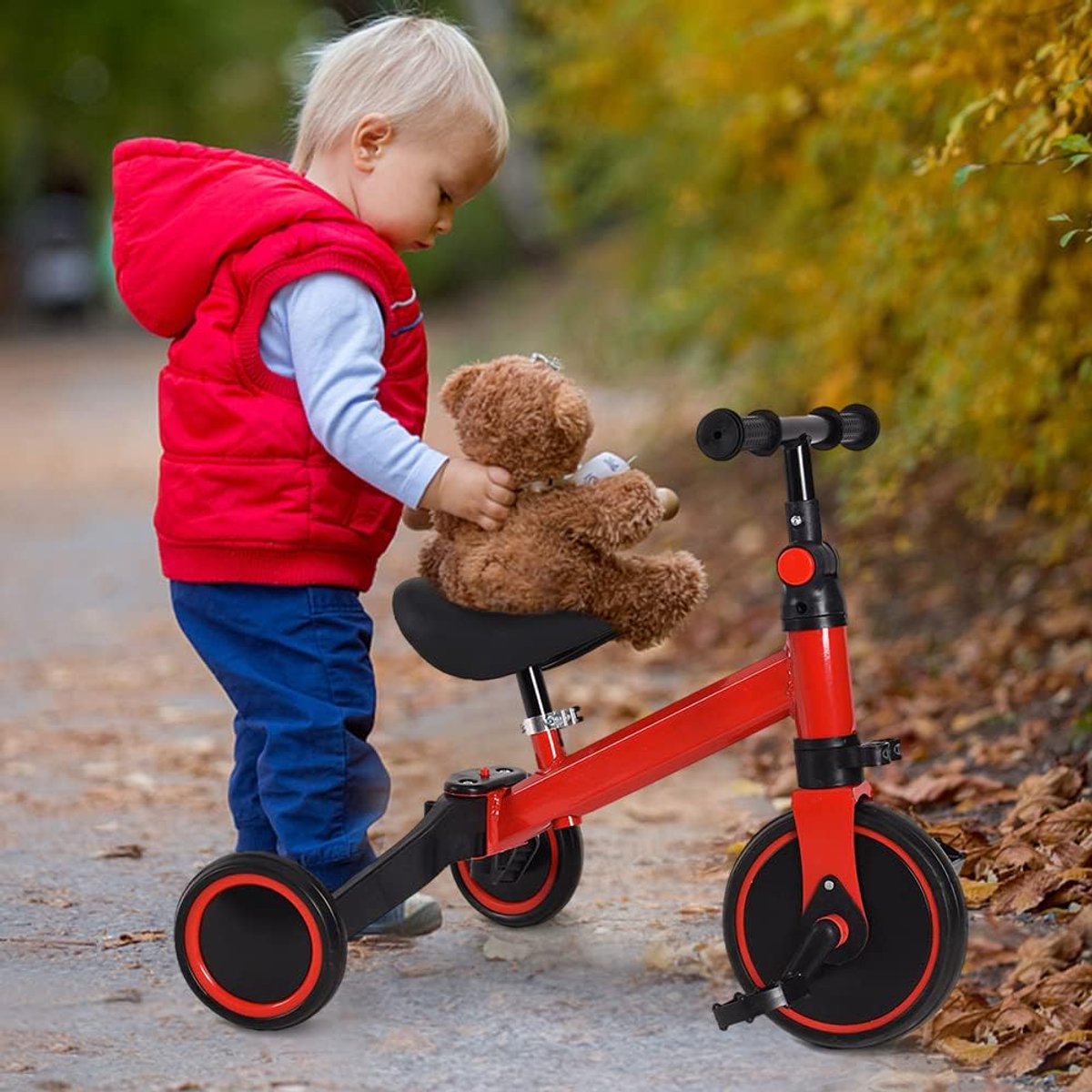 kindertricycle 3 in 1 loopfiets kinderen leren fietsen lichtgewicht en duurzaam 12 36 maanden rood