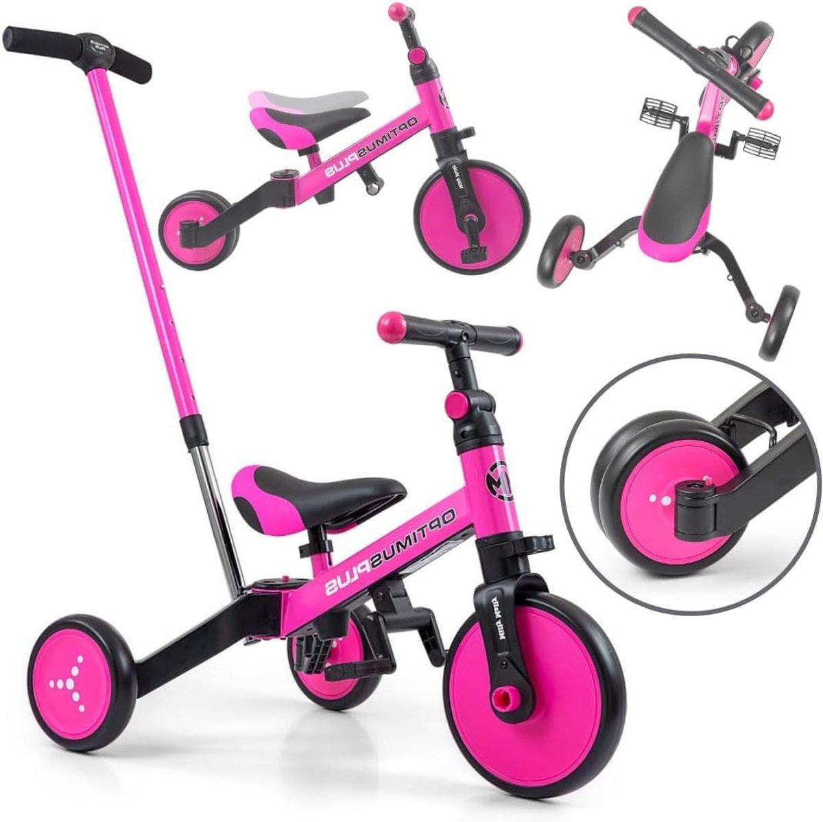 Kindertricycle 4-in-1 - Loopfiets Skelter - Leren Fietsen - Inclusief Duwstang - Vanaf 1 Jaar - Blauw Driewieler kopen online