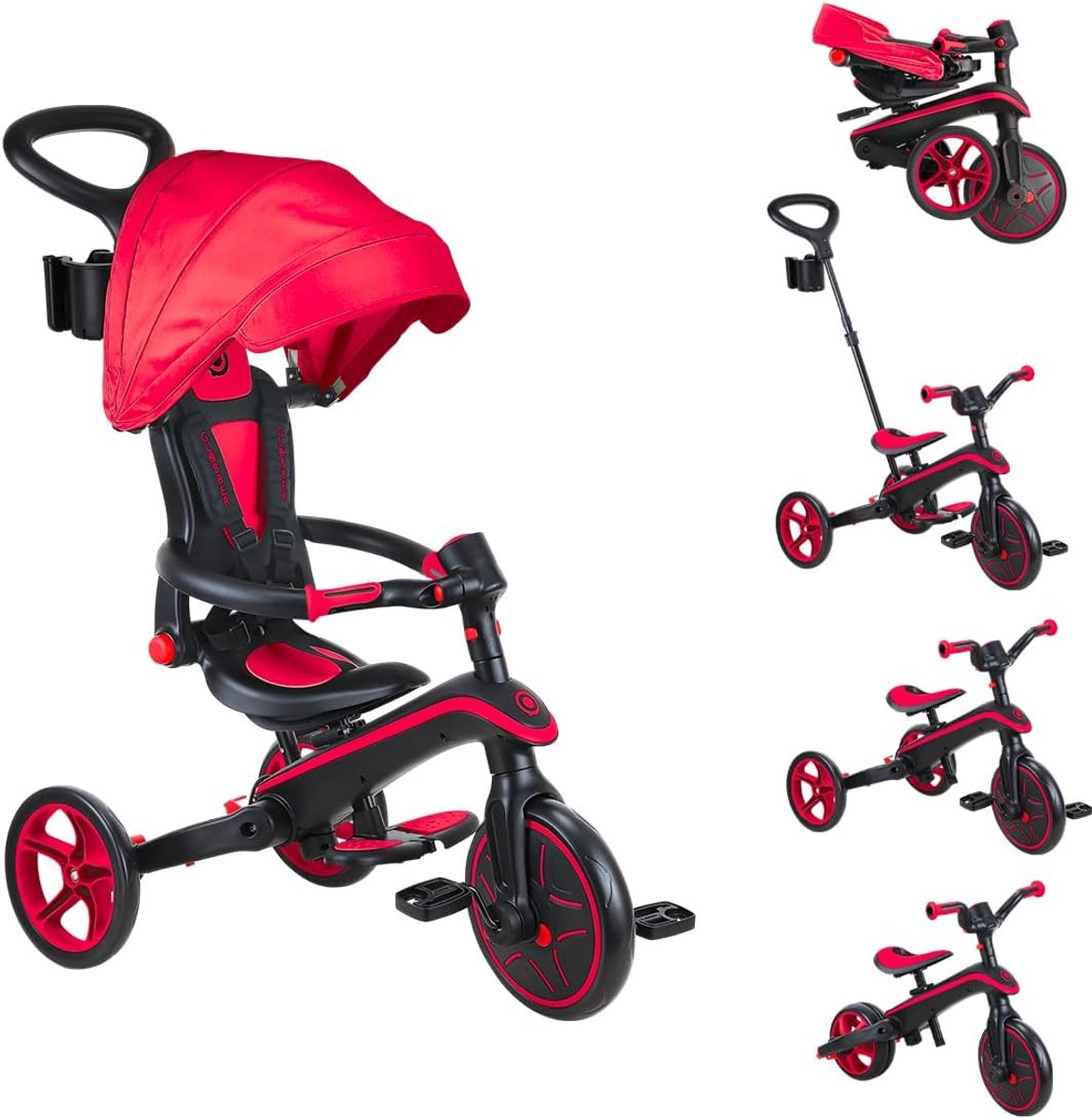 Kindertricycle - Loopfiets - Meegroeien met kind - Gereedschapsloos aanpasbaar - 4-in-1 - Rood Driewieler kopen online