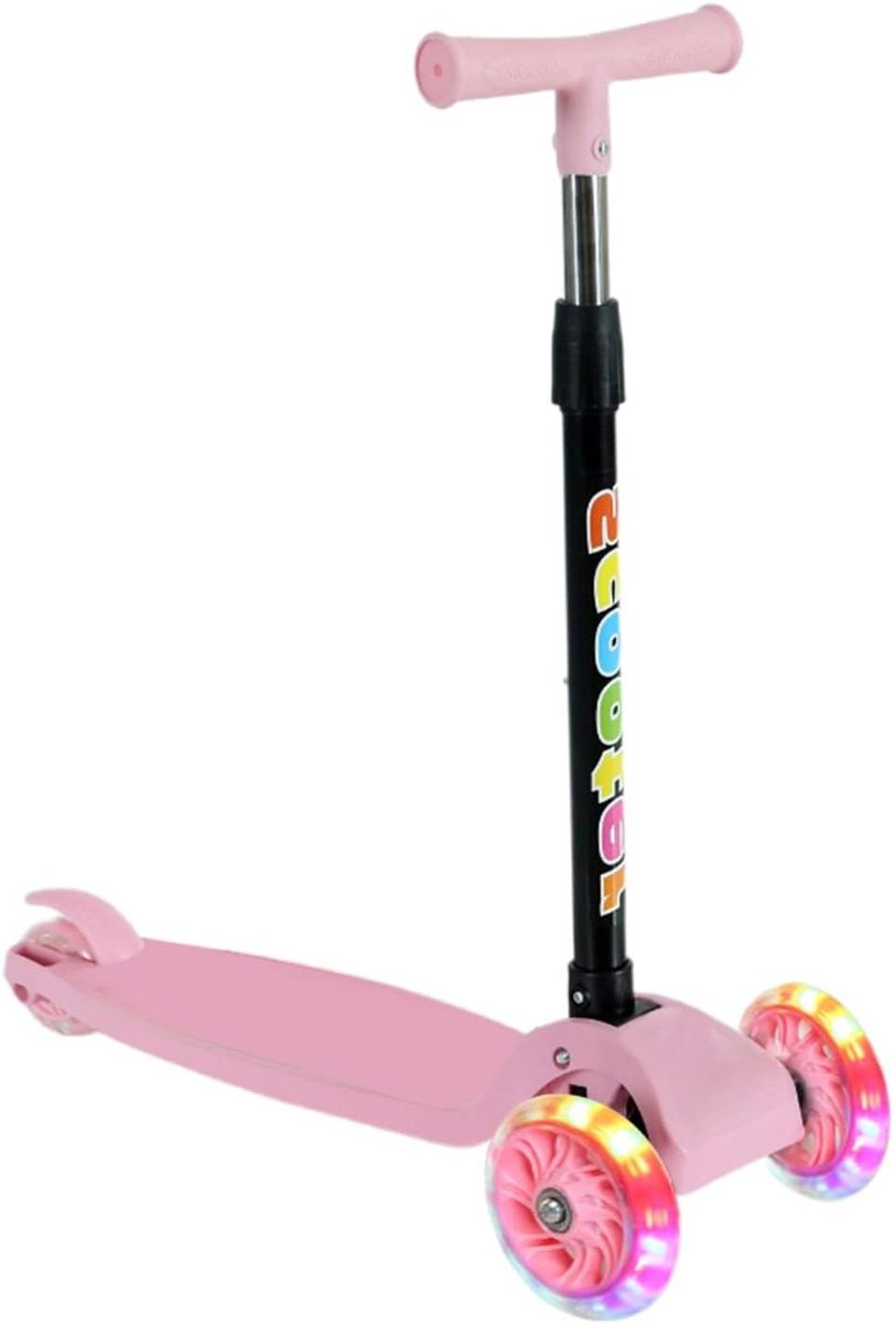 Klapbare Driewieler Step - Kinder Step - Buitenspelen - Flitsende Verlichting - Leeftijd 2-8 - Roze Driewieler kopen online