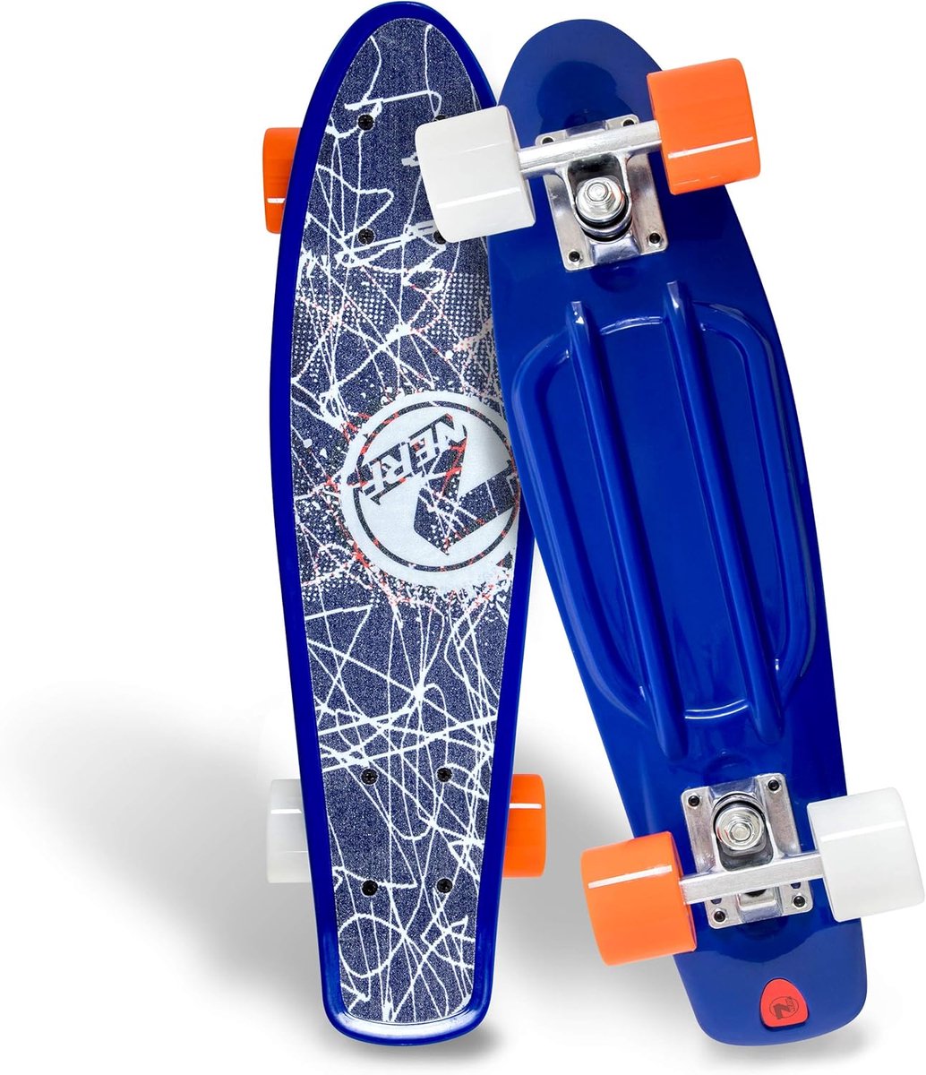 kunststof cruiser board mini skateboard stadse ritjes flexibel platform 22 inch blauwe lijnen
