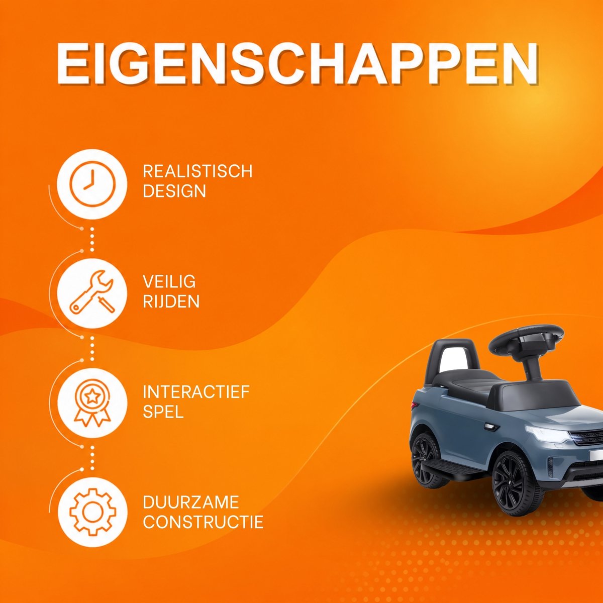 land rover elektrische kinderauto 2 in 1 6v kinder voertuig met slipmodus blauw