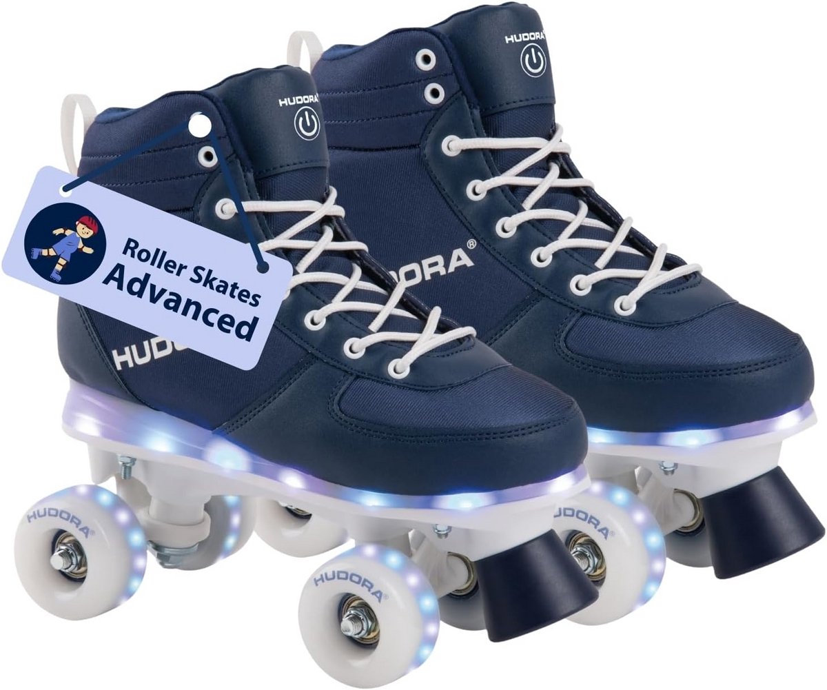 LED Rolschaatsen Advanced in Navy - Comfortabele Kinderrolschaatsen in Blauw/Wit met Verschillende Maten Rolschaatsen kopen online