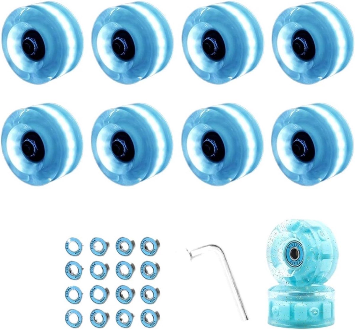 Lichtgevende wielen, 1/4/8 stuks, 58 mm x 32 mm, PU, 82 A, dubbele rijen, rolschaatsen, wielen, skateboard, 4 wielen, zeer elastisch, lichtwiel, voor buiten, geschikt voor alle Sor Skateonderdeel kopen online