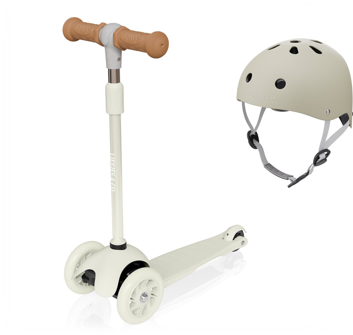 Liefjes & Co Kinderstep – Met Kinderhelm - Lichtgevende Wielen – Vanille Beige Step kopen online