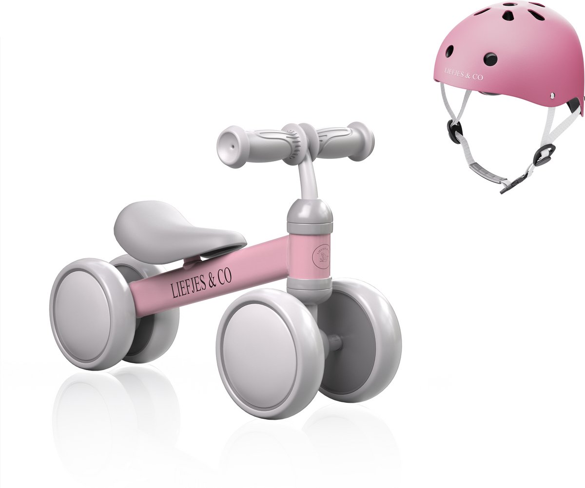 liefjes co loopfiets driewieler vanaf 1 jaar met helm pastelroze