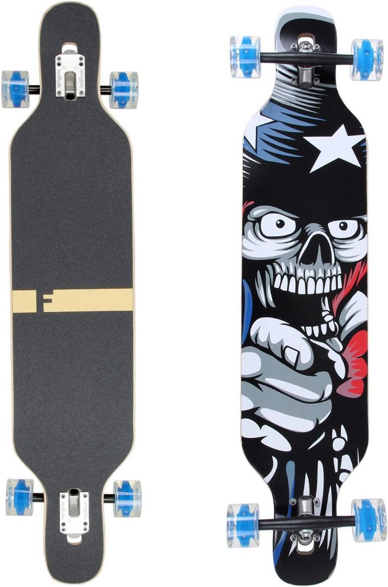 Longboard - Camber board - Cruisen en slides - Esdoornhout constructie - 106 cm lengte - Bruin Longboard kopen online